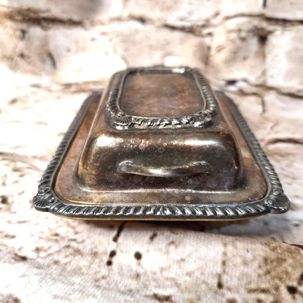 Antique Abercrombie & Fitch Silver Plated Butter Dish Marvelous Aged Patina